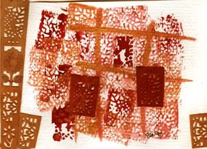 Red and Gold Oriental Postcards by Sia