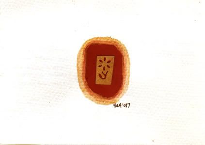 Red and Gold Oriental Postcard - Zen by Sia