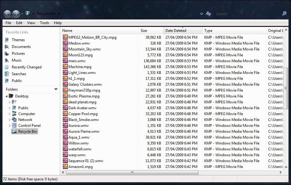 Windows Vista Recycle Bin Not Showing Empty