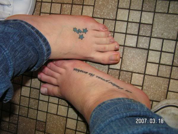 quotes for foot tattoos. 3 Star Tattoo On Foot.