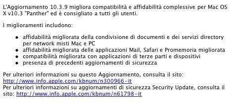 Aggiornamento: OSX PHANTER 10.3.9 1 aggiornamento10