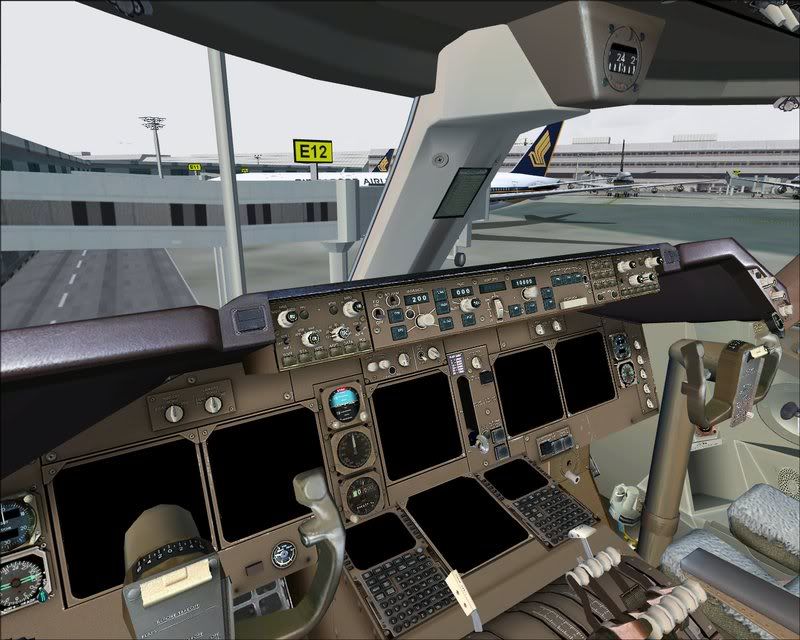 Cockpit of the PMDG 747