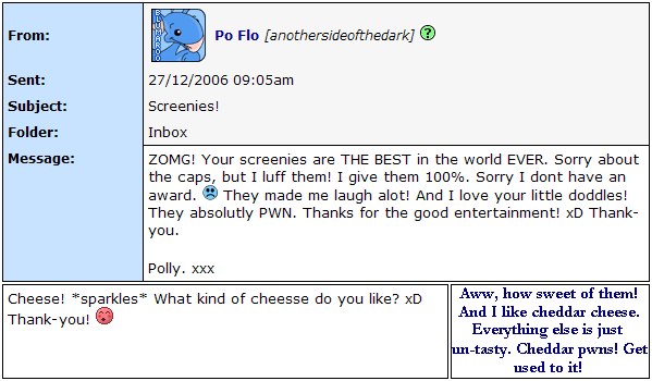 Thank you! CHEDDDDDDDDDAAAARRR!