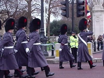 The guards leave Buckingham Palace.