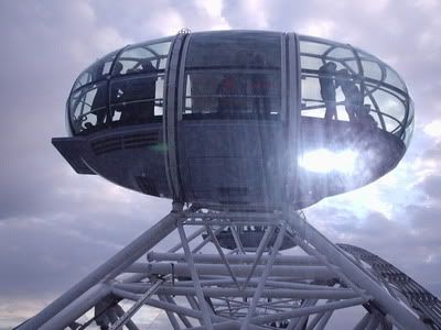 The swanky private champagne car on the London Eye.  Hey, pass some down to the poor folk!