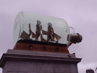 Cool ship in a bottle, Trafalgar Square