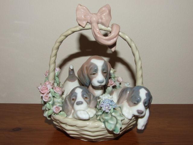lladro basket of puppies