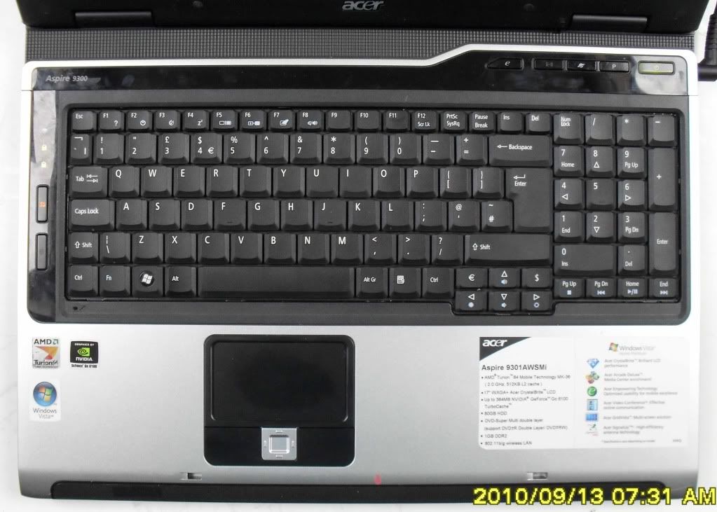 Details about ACER 9300 9301 9303 LAPTOP PC 17" 2GHZ 2GB 80GB WIFI UK