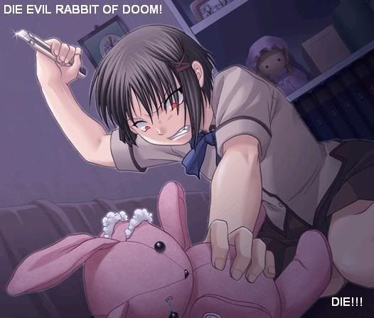 anime girl with evil rabbit