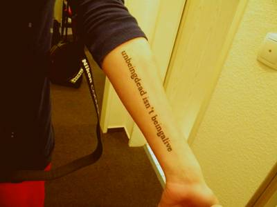  beingalive ee cummings quote on my left forearm Got it in 2009