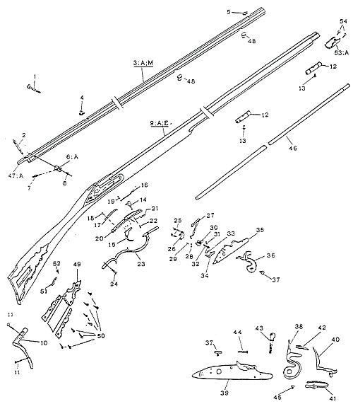 parts list and specifications for Hatfield, 50 cal The Muzzleloading