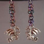 Rainbow Niobum and Silver Dragon Earrings