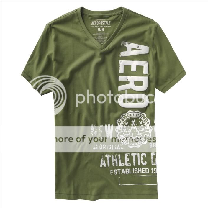 Men AEROPOSTALE Vertical Varsity V Neck Graphic T Shirt  