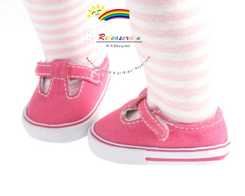 Strap Sneakers Shoes Fuchsia for American Girl Doll  