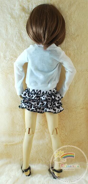 Dollfie SD Girl Outfit Wh/Black Milk Cow Ruffle Skirt  