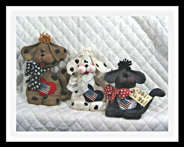 Primitive Americana Raggedy Puppy Dogs Pattern #38~~  