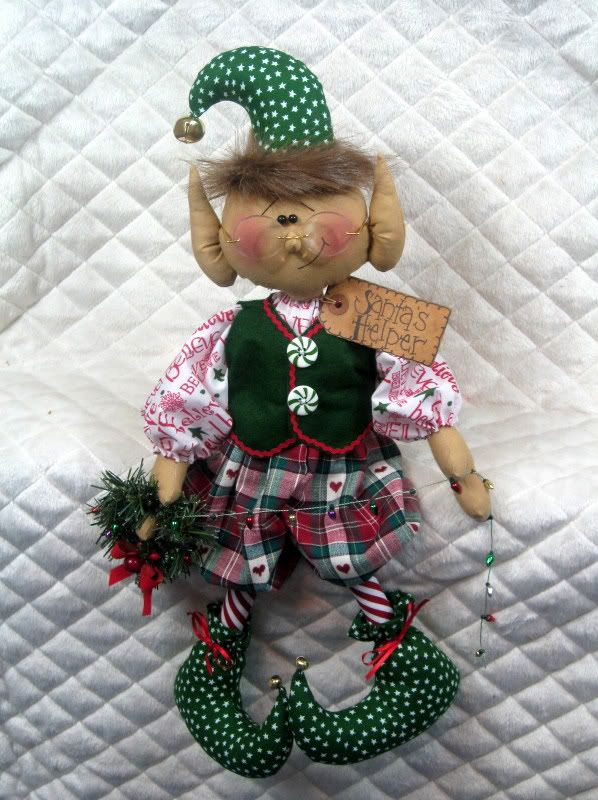 Primitive Raggedy Christmas 19 Seymour the Wreath Maker ELF~PATTERN 