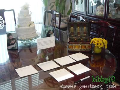 shower guestbook table
