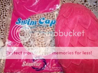   Lot Vintage Swim cap~white & Pink~flower Petal design~Swimwear  