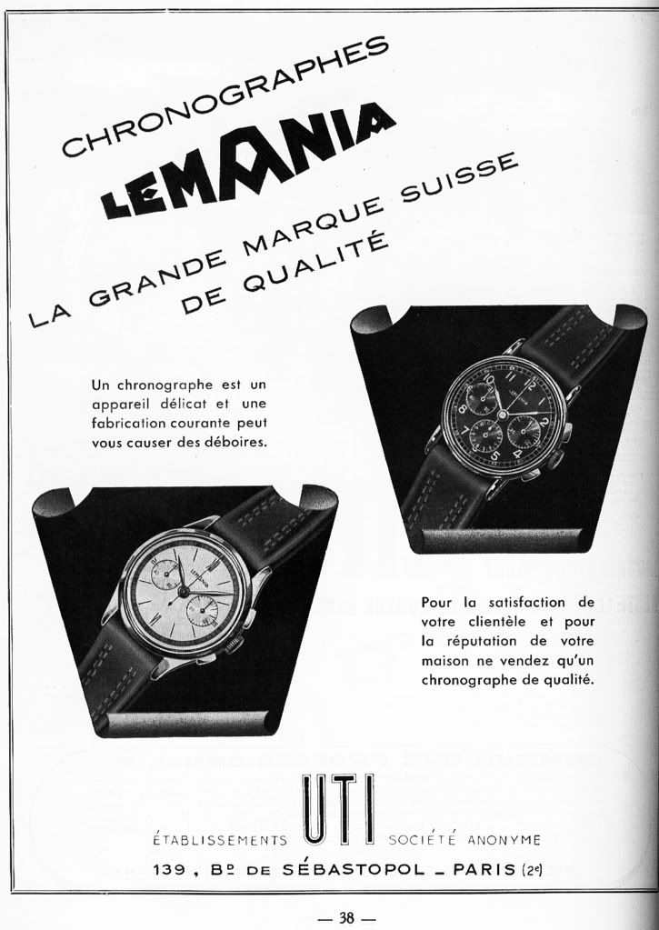 Lemania Branded Watches, a Picture Archive