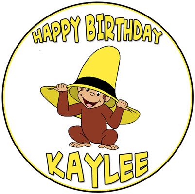 Personalized Curious George Round Label Tags Stickers